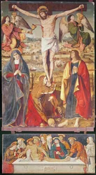 Crucifixión y Entierro, panel central del Retablo de la Pasión, 1517-20